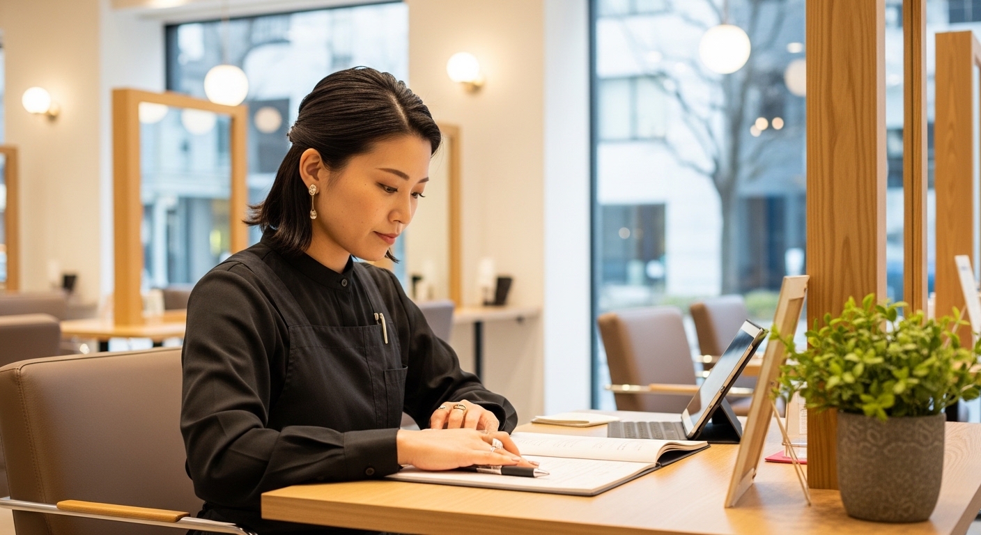 年収の仕組みとボーナス制度を考える30代女性美容師のイメージ