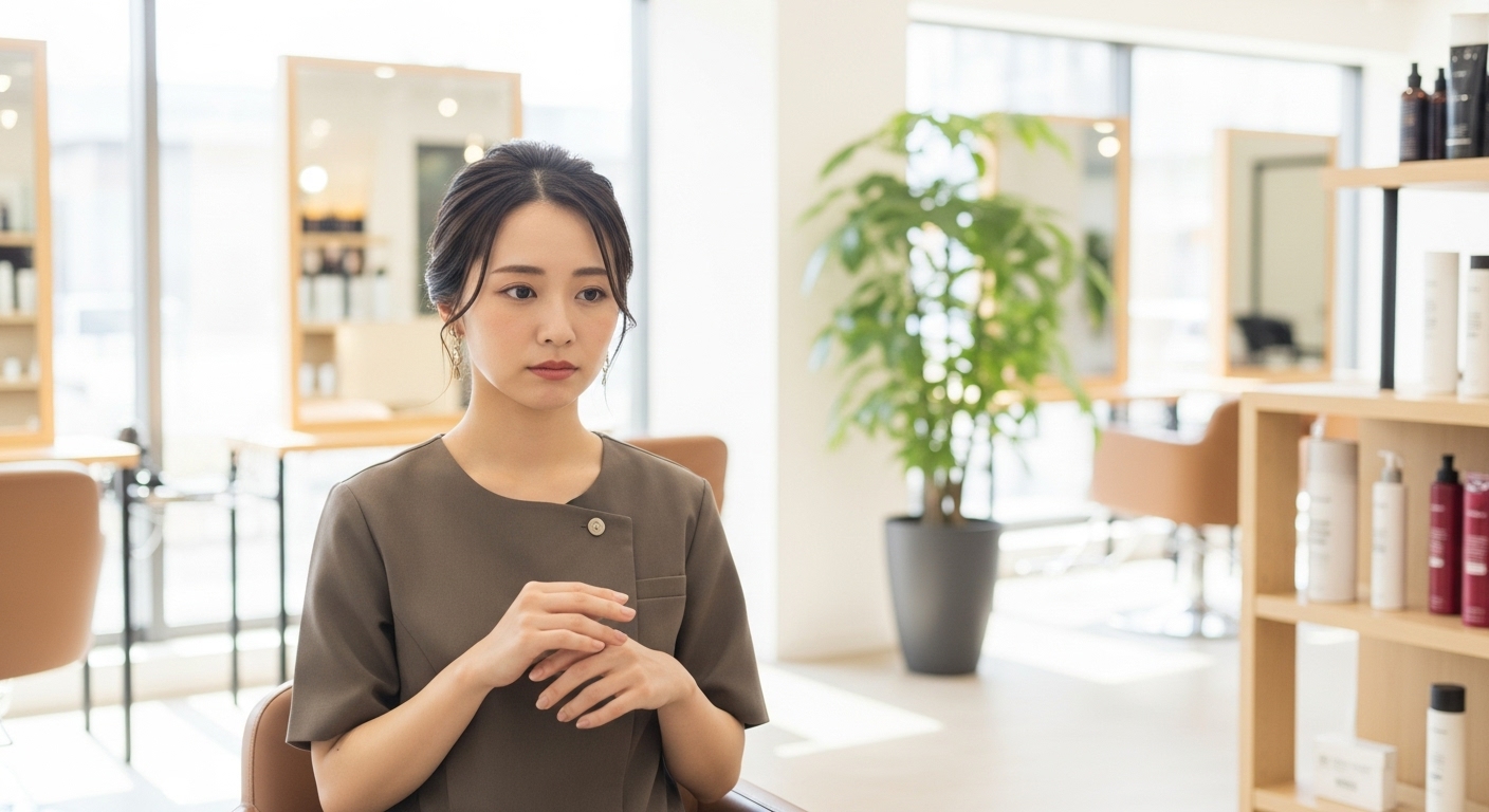 条件は悪くない求人を見ながら応募を迷う30代女性美容師