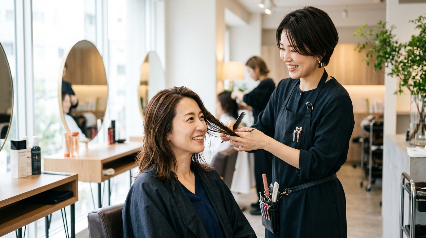 経験を活かして同世代の顧客と信頼関係を築く40代女性美容師